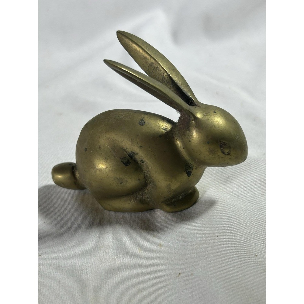 Vintage Brass Bunny Rabbit Mid Century Modern MCM Figure Figurine 3.5" x 3"